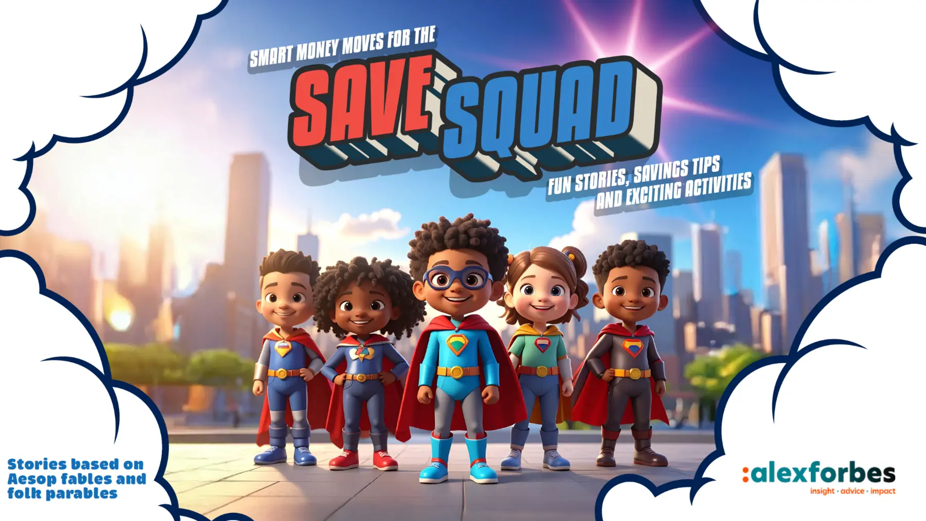 Save Squad animated heroes created for Alexforbes